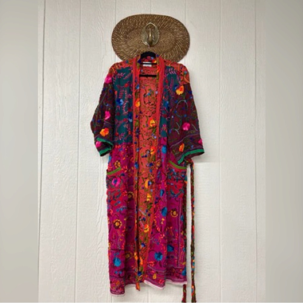 Kantha Bae Pulkhari Embroidered Long Kimono